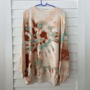 Free People | Cosmos Tie Dye Pullover Sweater Oversized Cotton Size Small